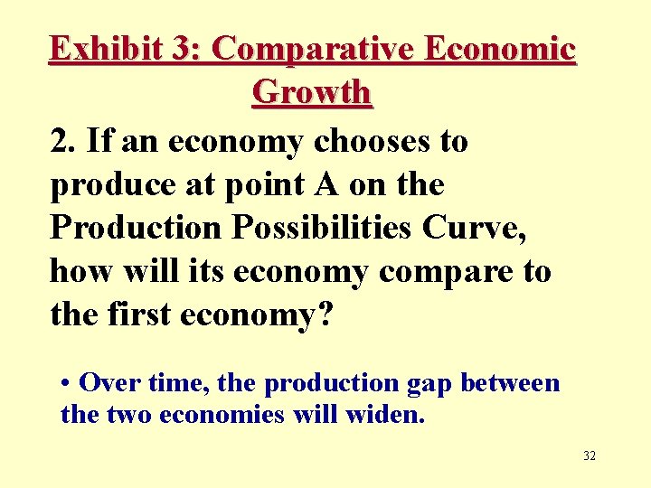 Exhibit 3: Comparative Economic Growth 2. If an economy chooses to produce at point
