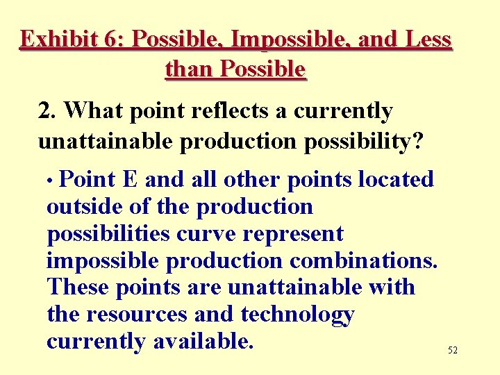 Exhibit 6: Possible, Impossible, and Less than Possible 2. What point reflects a currently