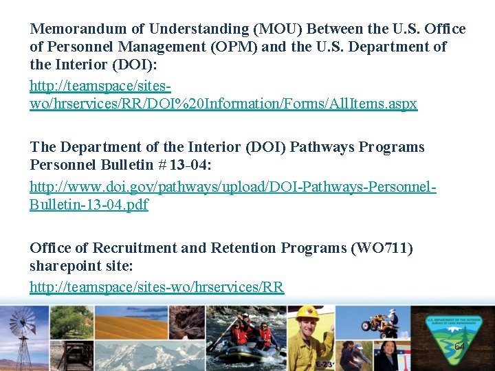 Memorandum of Understanding (MOU) Between the U. S. Office of Personnel Management (OPM) and