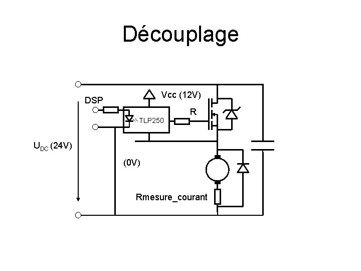 Découplage Vcc (12 V) DSP TLP 250 R UDC (24 V) (0 V) Rmesure_courant