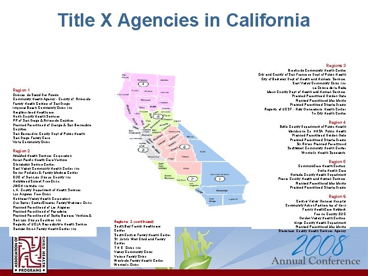 Title X Agencies in California Regions 3 Brookside Community Health Center City and County