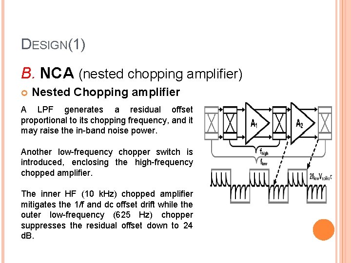 DESIGN(1) B. NCA (nested chopping amplifier) Nested Chopping amplifier A LPF generates a residual