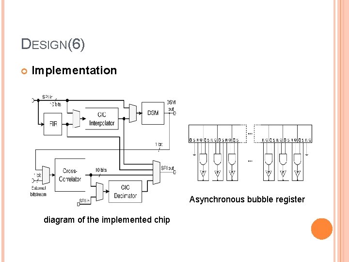 DESIGN(6) Implementation Asynchronous bubble register diagram of the implemented chip 
