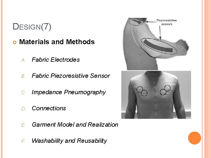 DESIGN(7) Materials and Methods A. Fabric Electrodes B. Fabric Piezoresistive Sensor C. Impedance Pneumography