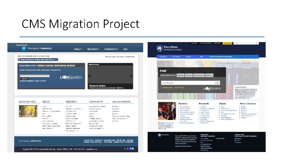 CMS Migration Project • SCREEN SHOTS – OLD TO NEW 