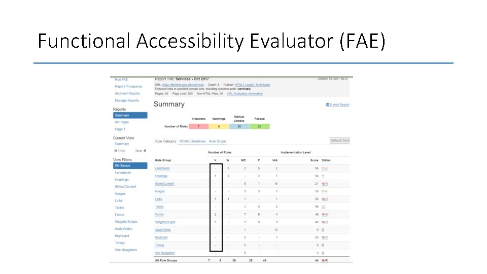 Functional Accessibility Evaluator (FAE) 