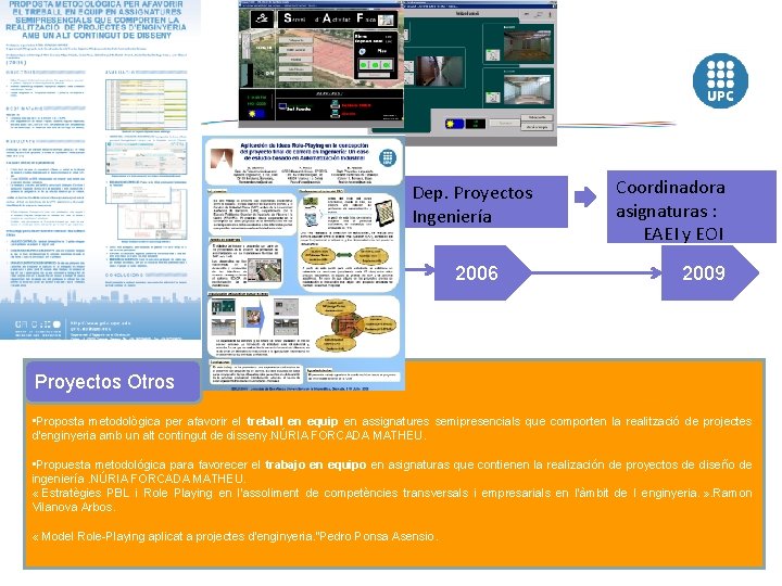 www. upc. edu Profesora de la UEM Profesora en Francia Dep. Proyectos Ingeniería Antes