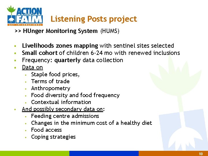 Listening Posts project >> HUnger Monitoring System (HUMS) § § § Livelihoods zones mapping