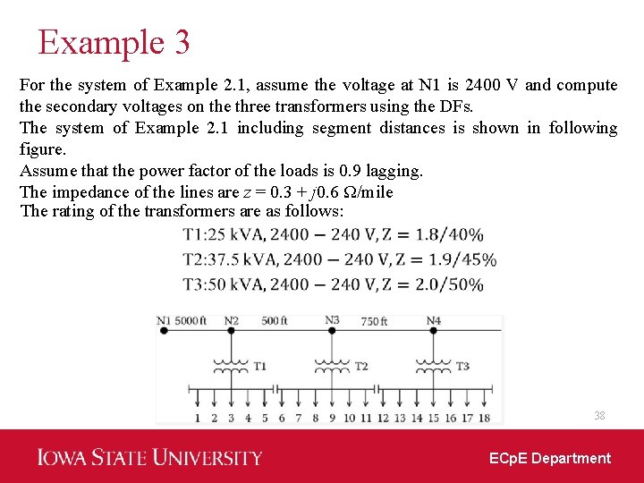 Example 3 For the system of Example 2. 1, assume the voltage at N