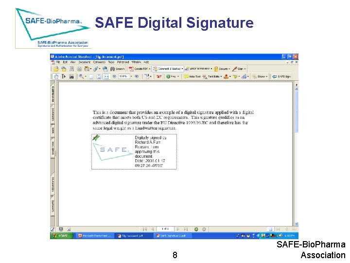 SAFE Digital Signature 8 SAFE-Bio. Pharma Association 