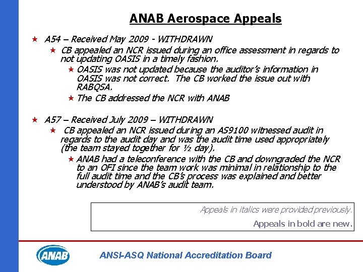 ANAB Aerospace Appeals « A 54 – Received May 2009 - WITHDRAWN « CB