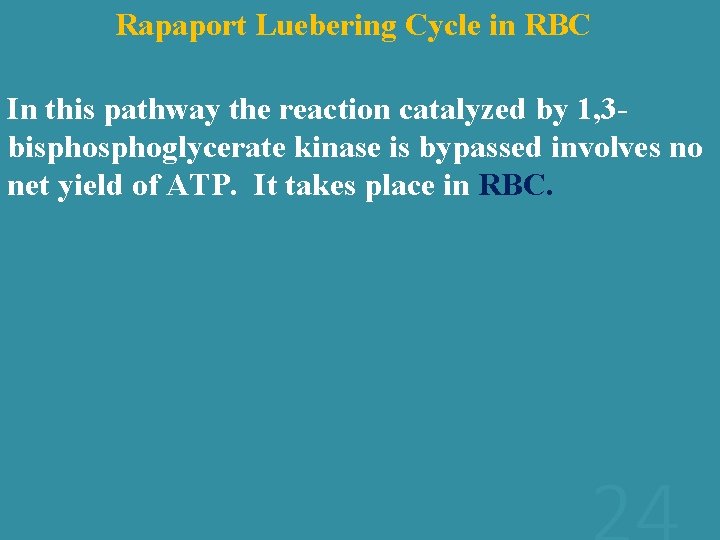 Rapaport Luebering Cycle in RBC In this pathway the reaction catalyzed by 1, 3