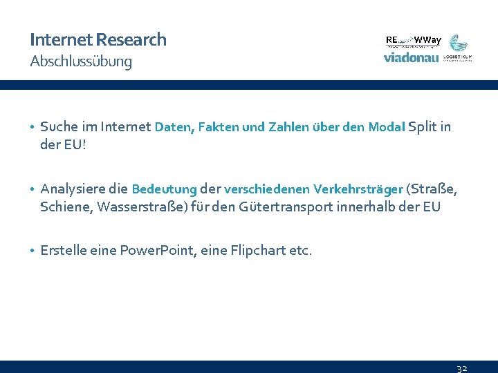 Internet Research Abschlussübung • Suche im Internet Daten, Fakten und Zahlen über den Modal