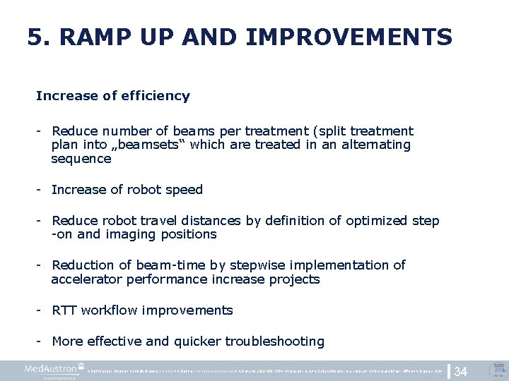 5. RAMP UP AND IMPROVEMENTS Increase of efficiency - Reduce number of beams per