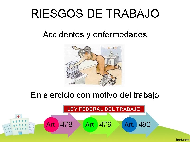 RIESGOS DE TRABAJO Accidentes y enfermedades En ejercicio con motivo del trabajo LEY FEDERAL