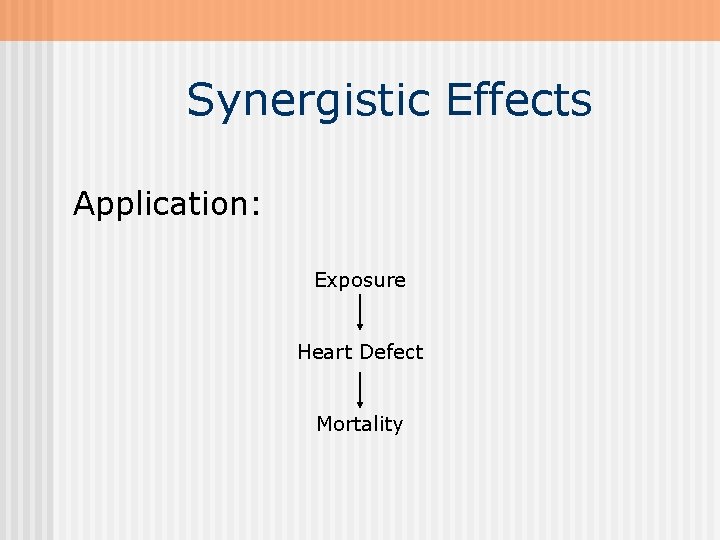 Synergistic Effects Application: Exposure Heart Defect Mortality 