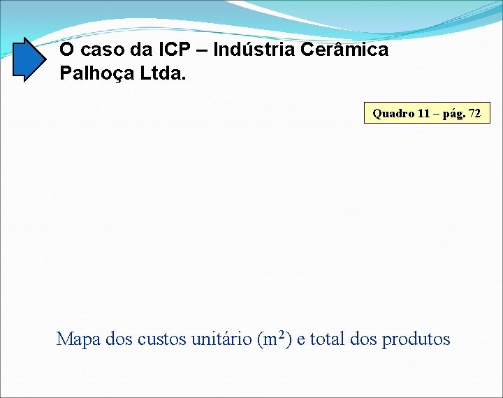 O caso da ICP – Indústria Cerâmica Palhoça Ltda. Quadro 11 – pág. 72
