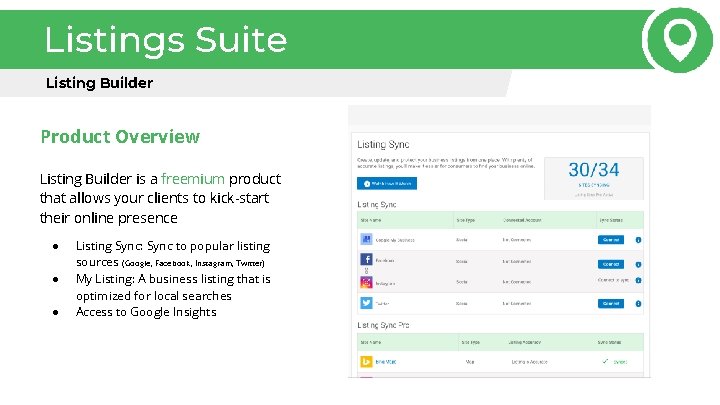 Listings Suite Listing Builder Product Overview Listing Builder is a freemium product that allows