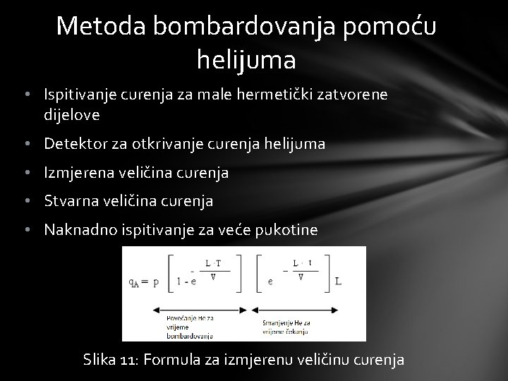 Metoda bombardovanja pomoću helijuma • Ispitivanje curenja za male hermetički zatvorene dijelove • Detektor