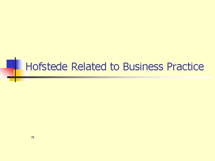 Hofstede Related to Business Practice 70 