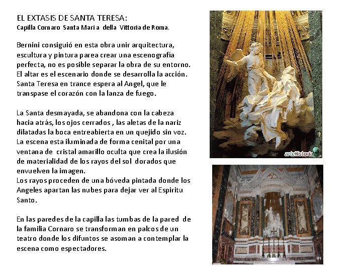 EL EXTASIS DE SANTA TERESA: Capilla Cornaro Santa Mari a della Vittoria de Roma.