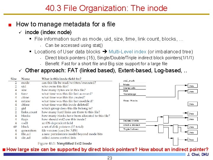 40. 3 File Organization: The inode How to manage metadata for a file ü