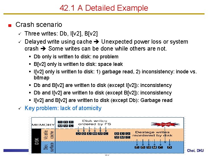 42. 1 A Detailed Example Crash scenario ü ü Three writes: Db, I[v 2],