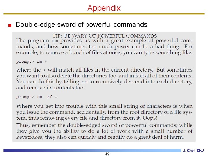 Appendix Double-edge sword of powerful commands 49 J. Choi, DKU 