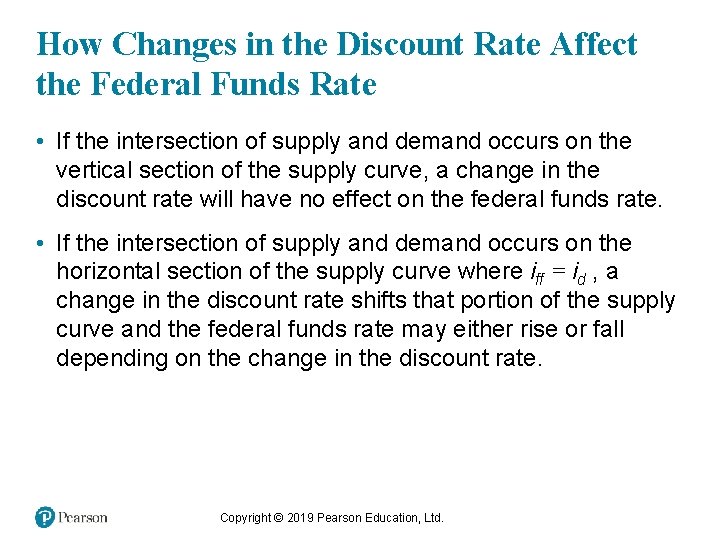 How Changes in the Discount Rate Affect the Federal Funds Rate • If the