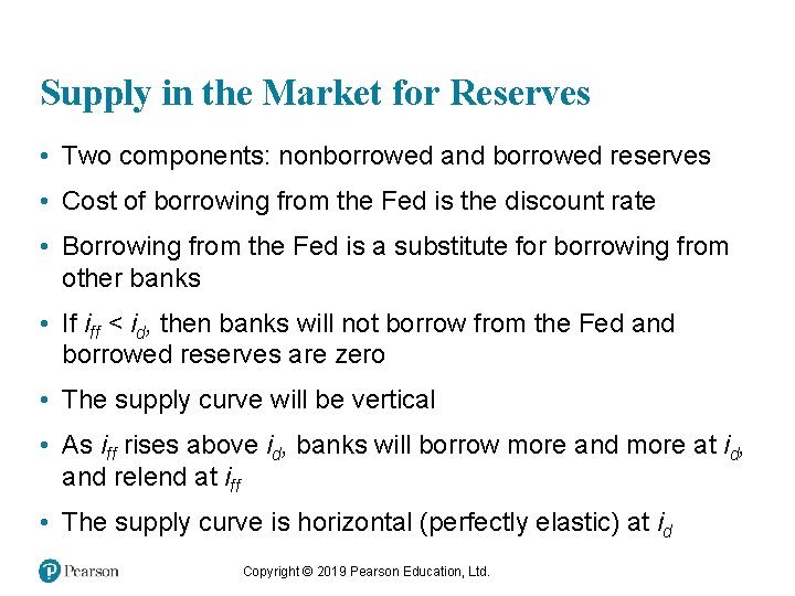 Supply in the Market for Reserves • Two components: nonborrowed and borrowed reserves •