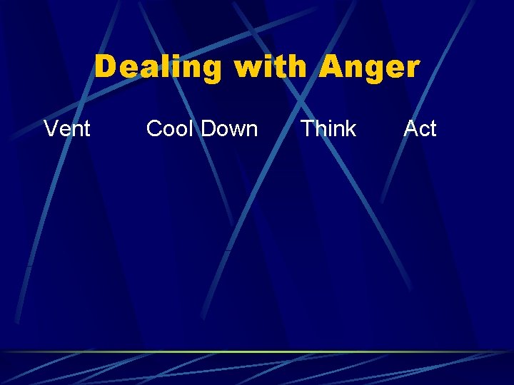 Dealing with Anger Vent Cool Down Think Act 