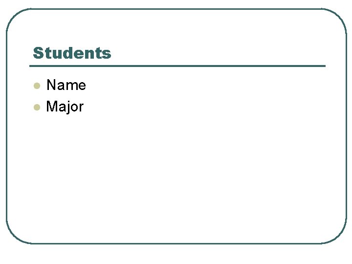 Students l l Name Major 