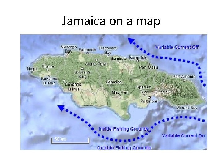 Jamaica on a map 