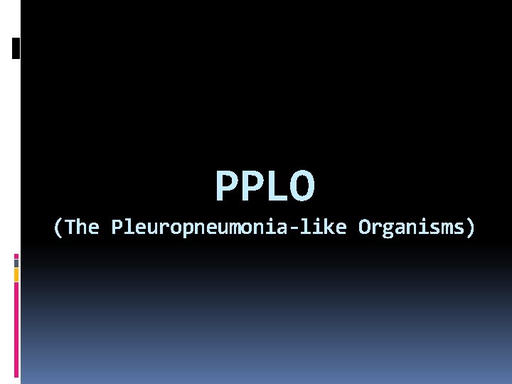 PPLO (The Pleuropneumonia-like Organisms) 