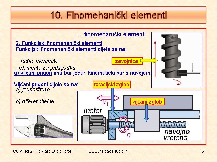 10. Finomehanički elementi … finomehanički elementi 2. Funkcijski finomehanički elementi dijele se na: -