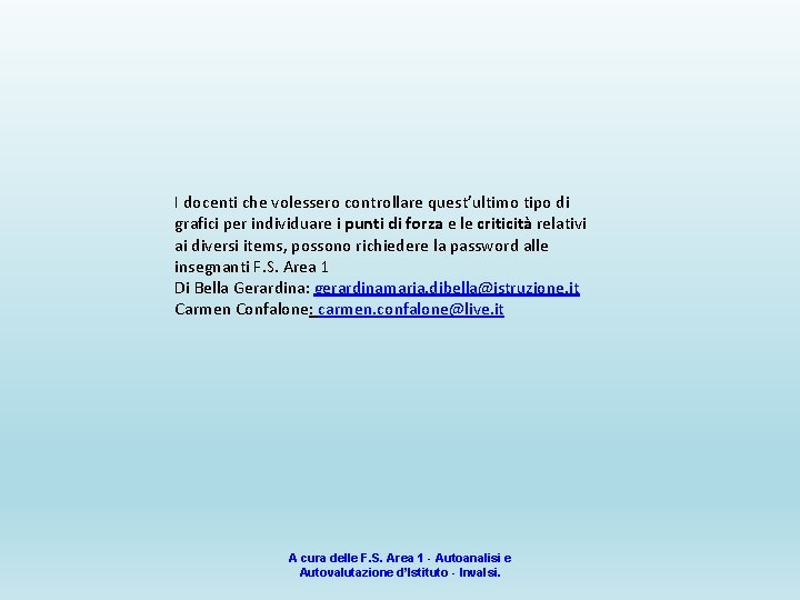 I docenti che volessero controllare quest’ultimo tipo di grafici per individuare i punti di