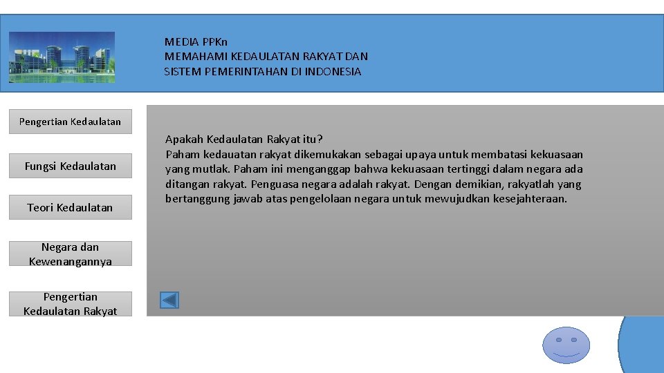 MEDIA PPKn MEMAHAMI KEDAULATAN RAKYAT DAN SISTEM PEMERINTAHAN DI INDONESIA Pengertian Kedaulatan Fungsi Kedaulatan