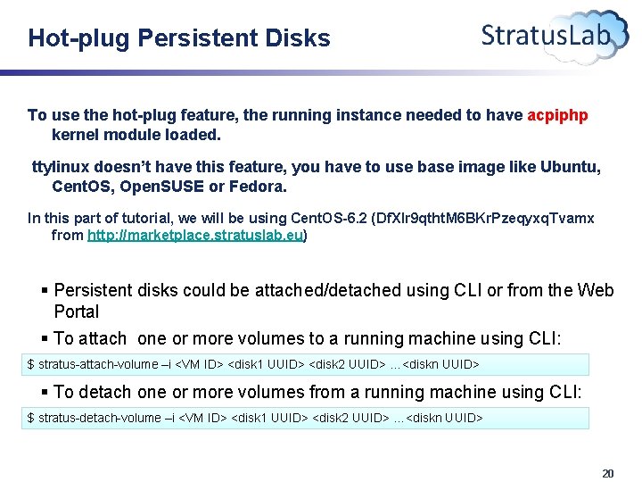 Hot-plug Persistent Disks To use the hot-plug feature, the running instance needed to have