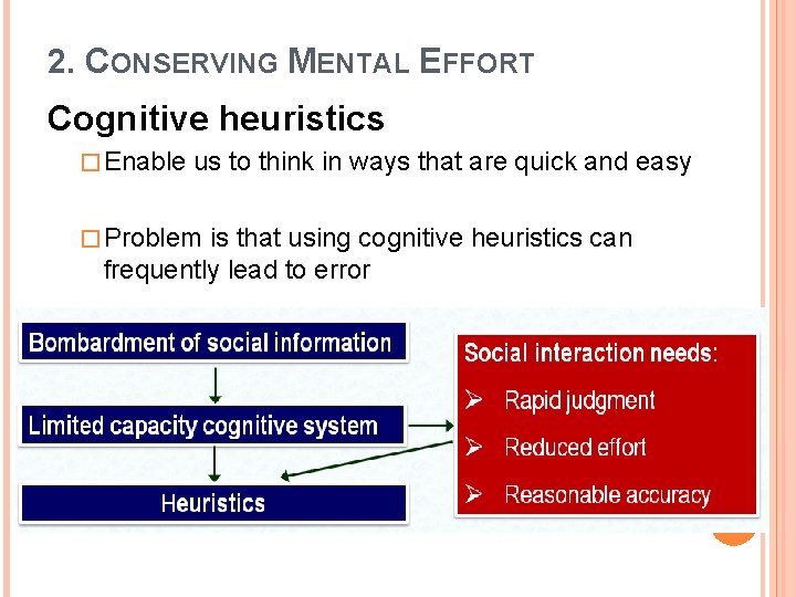 2. CONSERVING MENTAL EFFORT Cognitive heuristics � Enable us to think in ways that