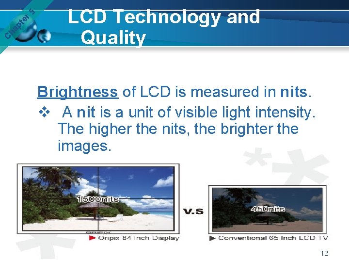 er 5 pt ha C LCD Technology and Quality Brightness of LCD is measured