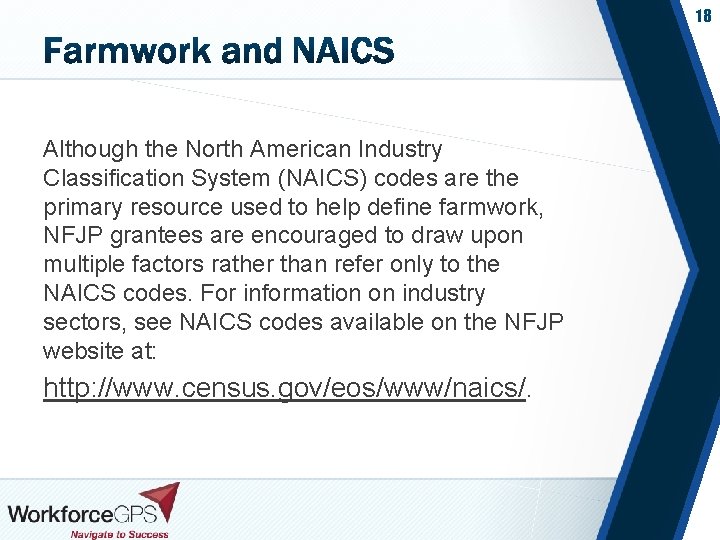 18 Although the North American Industry Classification System (NAICS) codes are the primary resource