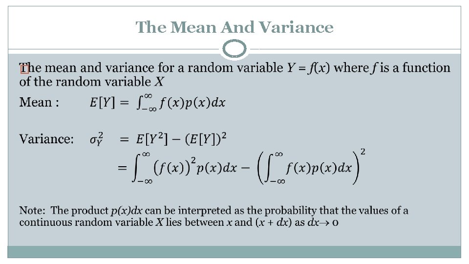 The Mean And Variance � 