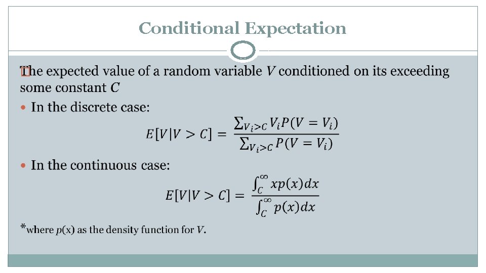 Conditional Expectation � 