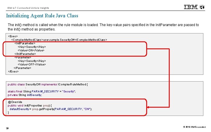 IBM Io. T Connected Vehicle Insights Initializing Agent Rule Java Class The init() method