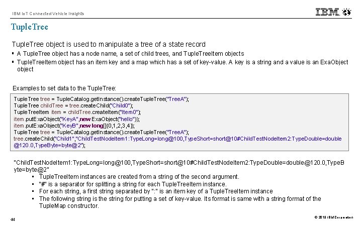 IBM Io. T Connected Vehicle Insights Tuple. Tree object is used to manipulate a