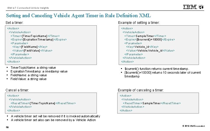IBM Io. T Connected Vehicle Insights Setting and Canceling Vehicle Agent Timer in Rule