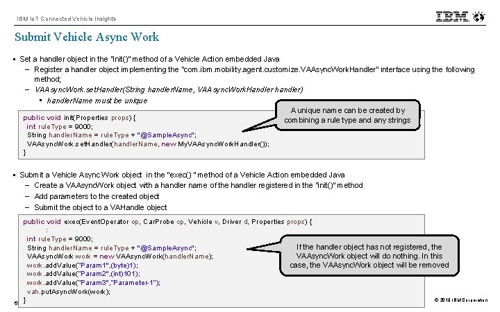 IBM Io. T Connected Vehicle Insights Submit Vehicle Async Work § Set a handler