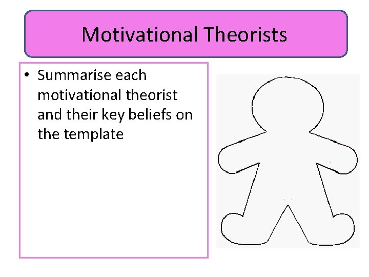 Motivational Theorists • Summarise each motivational theorist and their key beliefs on the template