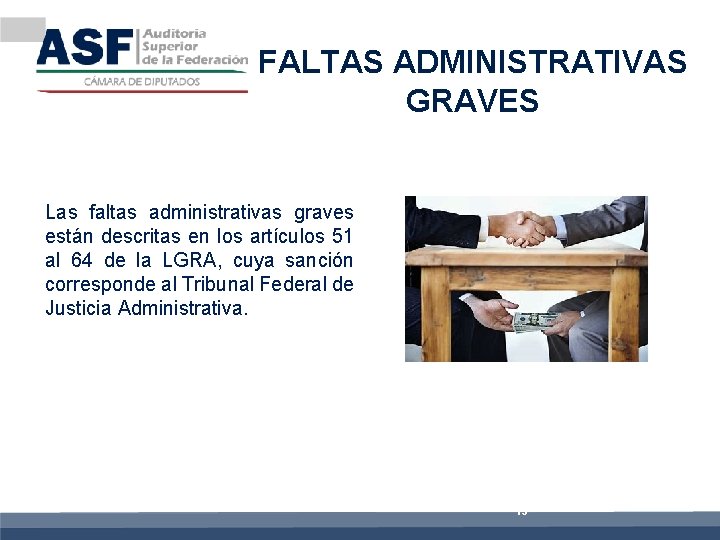 FALTAS ADMINISTRATIVAS GRAVES Las faltas administrativas graves están descritas en los artículos 51 al