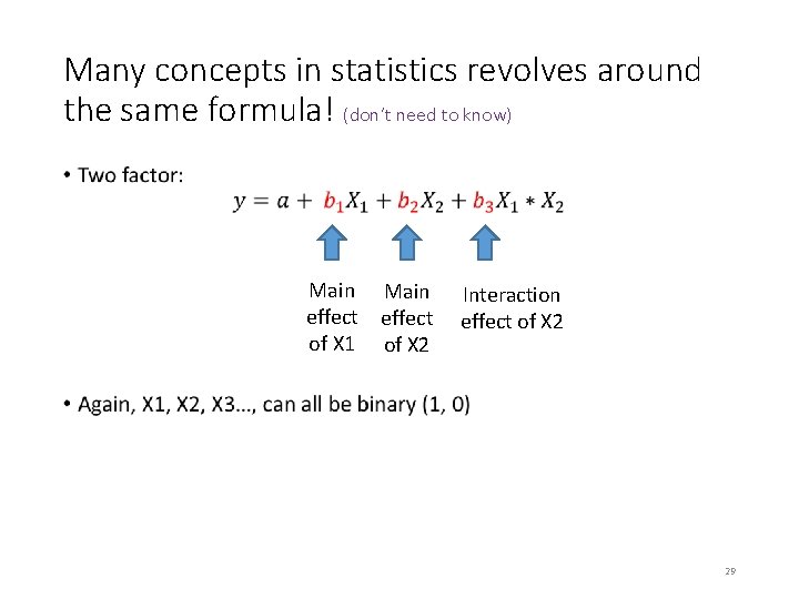 Many concepts in statistics revolves around the same formula! (don’t need to know) •